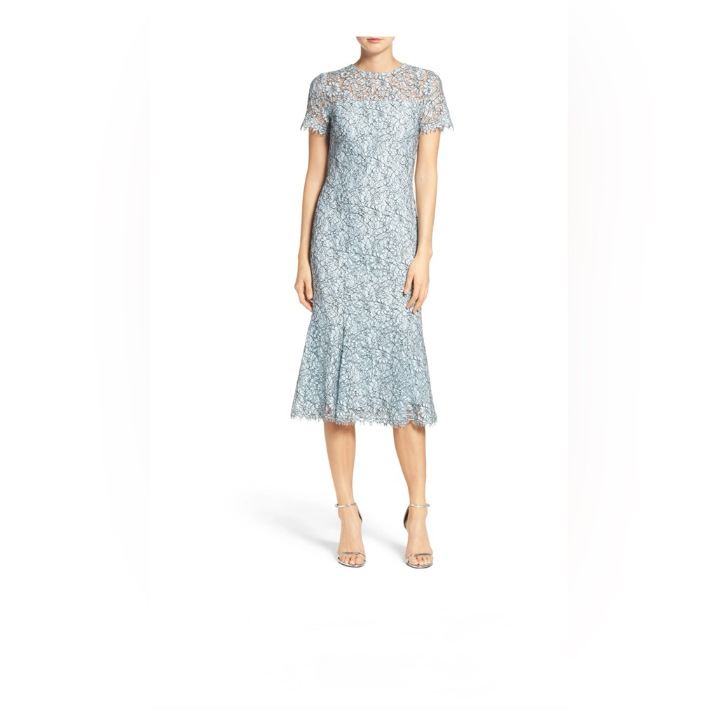 Shoshanna Nwt Elegant Blue Lace Midi Dress